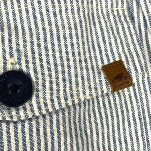 ROOTS WOMENS Coronet Blue Striped Pemberton Linen Blend Drawstring Shorts US XL - Picture 5 of 13